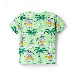 Babyhug 100% Cotton Knit Half Sleeves Beach Theme Printed & Striped T-Shirts Pack Of 3 - Multicolour