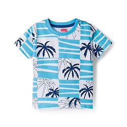 Babyhug 100% Cotton Knit Half Sleeves Beach Theme Printed & Striped T-Shirts Pack Of 3 - Multicolour