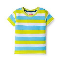 Babyhug 100% Cotton Knit Half Sleeves Beach Theme Printed & Striped T-Shirts Pack Of 3 - Multicolour