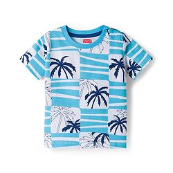 Babyhug 100% Cotton Knit Half Sleeves Beach Theme Printed & Striped T-Shirts Pack Of 3 - Multicolour