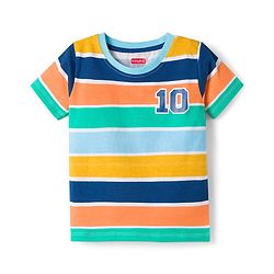 Babyhug 100% Cotton Knit Half Sleeves Animal & Striped Printed T-Shirts Pack Of 3 - Multicolour
