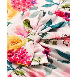 Babyhug 100% Cotton Woven Half Sleeves Floral Printed Frock With Shrug - Multicolour