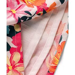 Babyhug 100% Cotton Woven Half Sleeves Floral Printed Frock With Shrug - Multicolour