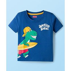 Babyhug 100% Cotton Knit Half Sleeves Animal Beach Theme Printed & Striped T-Shirts Pack Of 3 - Multicolour