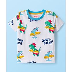 Babyhug 100% Cotton Knit Half Sleeves Animal Beach Theme Printed & Striped T-Shirts Pack Of 3 - Multicolour