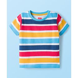 Babyhug 100% Cotton Knit Half Sleeves Animal Beach Theme Printed & Striped T-Shirts Pack Of 3 - Multicolour