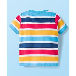 Babyhug 100% Cotton Knit Half Sleeves Animal Beach Theme Printed & Striped T-Shirts Pack Of 3 - Multicolour