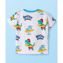 Babyhug 100% Cotton Knit Half Sleeves Animal Beach Theme Printed & Striped T-Shirts Pack Of 3 - Multicolour
