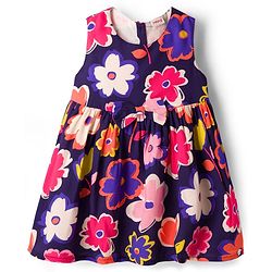 Babyhug 100% Cotton Woven Half Sleeves Floral Printed Frock With Shrug - Multicolour