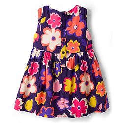 Babyhug 100% Cotton Woven Half Sleeves Floral Printed Frock With Shrug - Multicolour