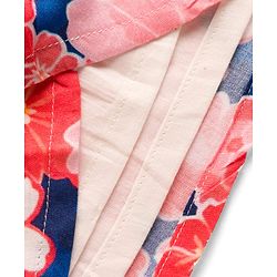 Babyhug 100% Cotton Woven Half Sleeves Floral Printed Frock & Shrug - Multicolour