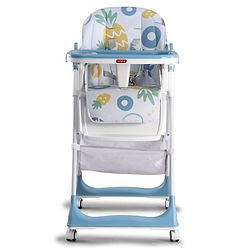 Babyhug 4 in 1 multifunctional Baby High Chair with Adjustable Backrest - Blue| Adjustable Footrest & 5 level Seat Height| Compact Fold| Swivel Wheels with Lock| Double Food Tray| Removable PU Cushion