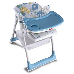 Babyhug 4 in 1 multifunctional Baby High Chair with Adjustable Backrest - Blue| Adjustable Footrest & 5 level Seat Height| Compact Fold| Swivel Wheels with Lock| Double Food Tray| Removable PU Cushion