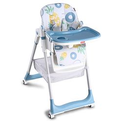 Babyhug 4 in 1 multifunctional Baby High Chair with Adjustable Backrest - Blue| Adjustable Footrest & 5 level Seat Height| Compact Fold| Swivel Wheels with Lock| Double Food Tray| Removable PU Cushion
