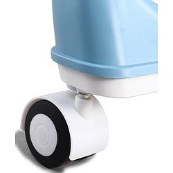 Babyhug 4 in 1 multifunctional Baby High Chair with Adjustable Backrest - Blue| Adjustable Footrest & 5 level Seat Height| Compact Fold| Swivel Wheels with Lock| Double Food Tray| Removable PU Cushion