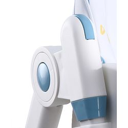 Babyhug 4 in 1 multifunctional Baby High Chair with Adjustable Backrest - Blue| Adjustable Footrest & 5 level Seat Height| Compact Fold| Swivel Wheels with Lock| Double Food Tray| Removable PU Cushion