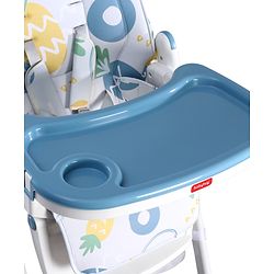 Babyhug 4 in 1 multifunctional Baby High Chair with Adjustable Backrest - Blue| Adjustable Footrest & 5 level Seat Height| Compact Fold| Swivel Wheels with Lock| Double Food Tray| Removable PU Cushion