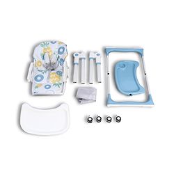 Babyhug 4 in 1 multifunctional Baby High Chair with Adjustable Backrest - Blue| Adjustable Footrest & 5 level Seat Height| Compact Fold| Swivel Wheels with Lock| Double Food Tray| Removable PU Cushion