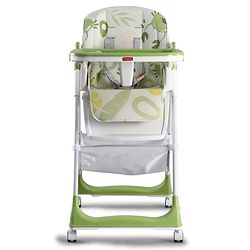 Babyhug 4 in 1 multifunctional Baby High Chair with Adjustable Backrest - Green| Adjustable Footrest & 5 level Seat Height| Compact Fold| Swivel Wheels with Lock|Double Food Tray| Removable PU Cushion