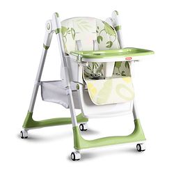 Babyhug 4 in 1 multifunctional Baby High Chair with Adjustable Backrest - Green| Adjustable Footrest & 5 level Seat Height| Compact Fold| Swivel Wheels with Lock|Double Food Tray| Removable PU Cushion