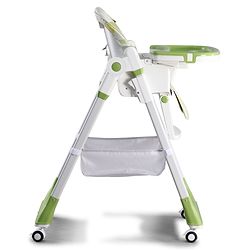 Babyhug 4 in 1 multifunctional Baby High Chair with Adjustable Backrest - Green| Adjustable Footrest & 5 level Seat Height| Compact Fold| Swivel Wheels with Lock|Double Food Tray| Removable PU Cushion