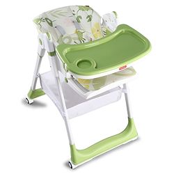 Babyhug 4 in 1 multifunctional Baby High Chair with Adjustable Backrest - Green| Adjustable Footrest & 5 level Seat Height| Compact Fold| Swivel Wheels with Lock|Double Food Tray| Removable PU Cushion