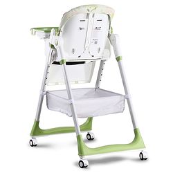 Babyhug 4 in 1 multifunctional Baby High Chair with Adjustable Backrest - Green| Adjustable Footrest & 5 level Seat Height| Compact Fold| Swivel Wheels with Lock|Double Food Tray| Removable PU Cushion