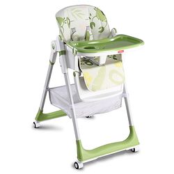 Babyhug 4 in 1 multifunctional Baby High Chair with Adjustable Backrest - Green| Adjustable Footrest & 5 level Seat Height| Compact Fold| Swivel Wheels with Lock|Double Food Tray| Removable PU Cushion