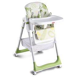 Babyhug 4 in 1 multifunctional Baby High Chair with Adjustable Backrest - Green| Adjustable Footrest & 5 level Seat Height| Compact Fold| Swivel Wheels with Lock|Double Food Tray| Removable PU Cushion