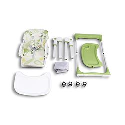 Babyhug 4 in 1 multifunctional Baby High Chair with Adjustable Backrest - Green| Adjustable Footrest & 5 level Seat Height| Compact Fold| Swivel Wheels with Lock|Double Food Tray| Removable PU Cushion