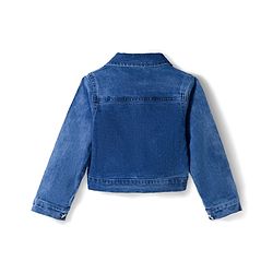 Babyhug 100% Cotton Knit Floral Printed Frock with Full Sleeves Denim Jacket - Yellow & Blue