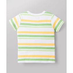 Babyhug 100% Cotton Knit Half Sleeves Striped Antibacterial Front Open Jhablas with Dino Print Pack of 3 - Multicolor