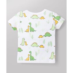 Babyhug 100% Cotton Knit Half Sleeves Striped Antibacterial Front Open Jhablas with Dino Print Pack of 3 - Multicolor