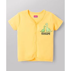 Babyhug 100% Cotton Knit Half Sleeves Striped Antibacterial Front Open Jhablas with Dino Print Pack of 3 - Multicolor