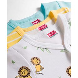 Babyhug 100% Cotton Knit Antibacterial Half Sleeves Animal Printed & Striped Jhablas Pack Of 3 - Multicolour