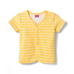 Babyhug 100% Cotton Knit Antibacterial Half Sleeves Animal Printed & Striped Jhablas Pack Of 3 - Multicolour