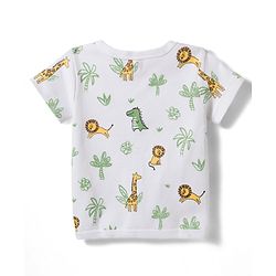 Babyhug 100% Cotton Knit Antibacterial Half Sleeves Animal Printed & Striped Jhablas Pack Of 3 - Multicolour