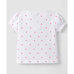 Babyhug 100% Cotton Knit Half Sleeves Floral & Polka Dots Printed Frock With Inner Tee - Navy Blue