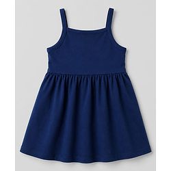 Babyhug 100% Cotton Knit Half Sleeves Floral & Polka Dots Printed Frock With Inner Tee - Navy Blue