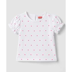 Babyhug 100% Cotton Knit Half Sleeves Floral & Polka Dots Printed Frock With Inner Tee - Navy Blue