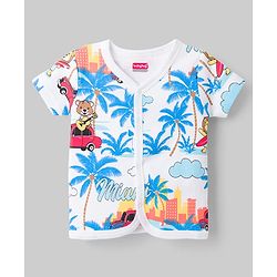 Babyhug 100% Cotton Knit Half Sleeves Striped Antibacterial Front Open Jhablas with Beach Theme Print Pack of 3 - Multicolor