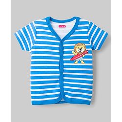 Babyhug 100% Cotton Knit Half Sleeves Striped Antibacterial Front Open Jhablas with Beach Theme Print Pack of 3 - Multicolor