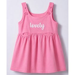 Babyhug 100% Cotton Knit Half Sleeves Floral Printed Frock With Inner Tee - Pink