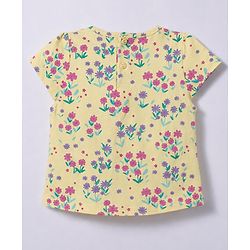 Babyhug 100% Cotton Knit Half Sleeves Floral Printed Frock With Inner Tee - Pink