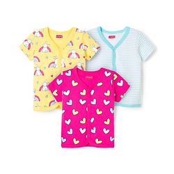 Babyhug 100% Cotton Knit Antibacterial Jhablas With Bunny Heart & Floral Print Pack of 3 - Multicolor