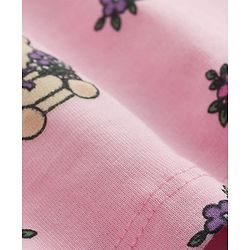 Babyhug Single Jersey Knit Half Sleeves Frock with Teddy & Floral Print & Bloomer - Pink