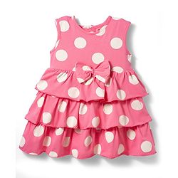 Babyhug Cotton Knit Sleeveless Layered Polka Dot Printed Frock with Bloomer - Pink