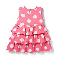 Babyhug Cotton Knit Sleeveless Layered Polka Dot Printed Frock with Bloomer - Pink