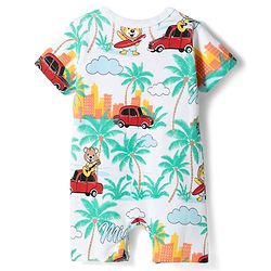 Babyhug 100% Cotton Knit Half Sleeves Rompers with Miami Print Pack of 2 - Multicolor