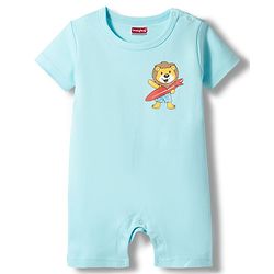 Babyhug 100% Cotton Knit Half Sleeves Rompers with Miami Print Pack of 2 - Multicolor